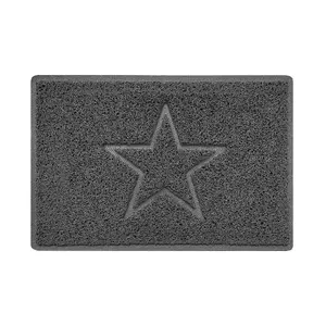 Nicoman Dark Grey Star Embossed Spaghetti Coil Door Mat Dirt-Trapper Washable Barrier Doormat 60cm x 40cm