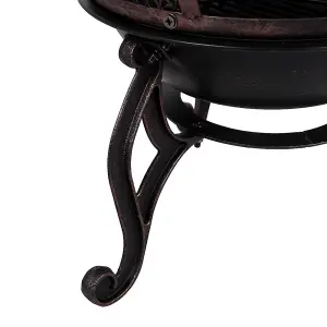 Fire Vida Black and Gold Steel Chimnea Large Outdoor Firepit