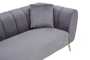 Interiors by Premier Glamorous Three Seater Grey Velvet Sofa,Grey velvet upholstered Couch, Versatile Settee Sofa For Patio