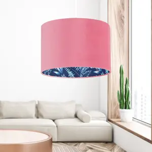 First Choice Lighting Set of 2 Flamingo Velvet Pink Flamingo Design 30cm Pendant or Table Lamp Shades