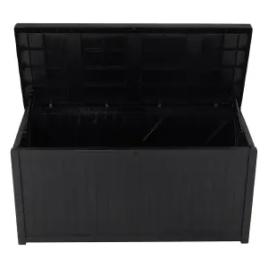 4 x 2 ft Black Large Lockable Waterproof Plastic Outdoor Garden Storage Box with Lid 430L Flat Top