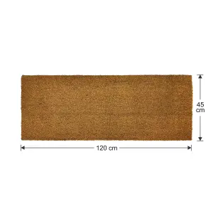 EHC PVC Backed Natural Coconut Coir Plain Entrance Matting Outdoor & Indoor Mat, 45 x 120 cm