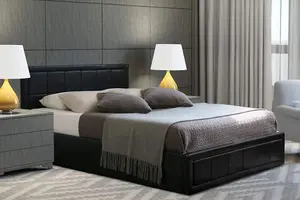 Black Ottoman Storage Bed Frame King Size