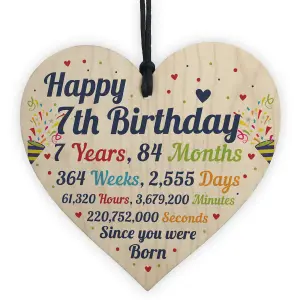 Red Ocean 7th Birthday Gift For Boys Wooden Heart 7th Birthday Gift For Girls 7th Birthday Decorations