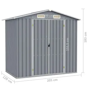 Berkfield Garden Shed Grey 205x129x183 cm Galvanised Steel