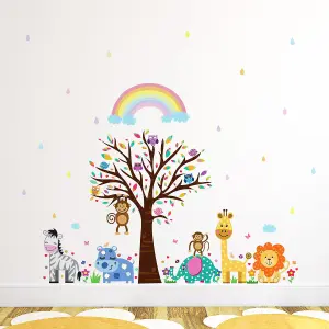 Walplus Happy London Zoo With Rainbow Kids Sticker PVC Multicoloured