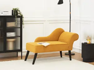 Right Hand Fabric Chaise Lounge Mustard BIARRITZ