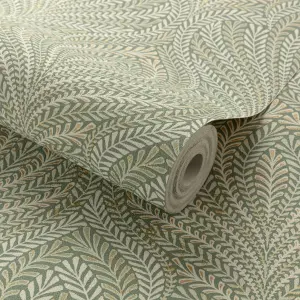 Grandeco Margot Filigree Metallic Damask Textured Wallpaper, Sage Green