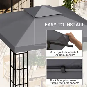 Outsunny 3(m) 2 Tier Garden Gazebo Top Cover Replacement Canopy Roof Deep Grey