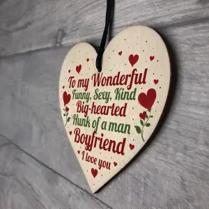 Red Ocean Valentines Anniversary Gift For Boyfriend Gifts For Him Handmade Wooden Heart Sign Keepsake Present