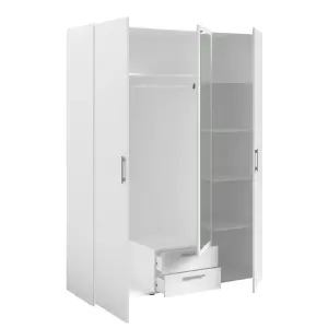 PARISOT DAILY 4 DOOR 2 DRAWER MIRRORED WARDROBE WHITE