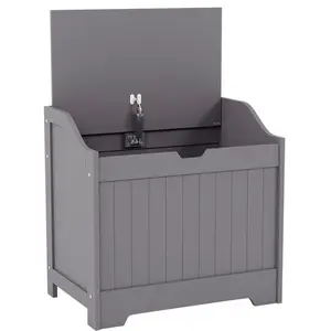 Milano Wood Cabinet Laundry Hamper Grey