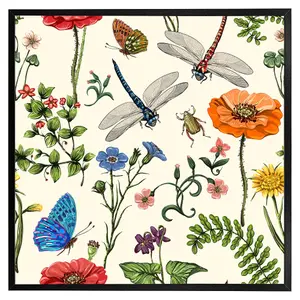 Flowers & insects (Picutre Frame) / 24x24" / Black