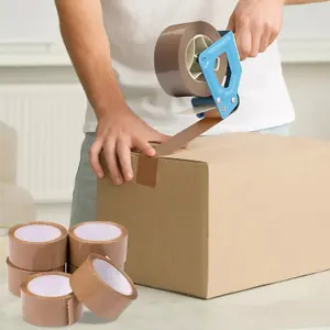 6 X Rolls Brown Packing Tape Stationary 48Mm X 66M Parcel Sellotape Office