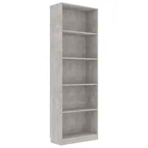 Berkfield 5-Tier Book Cabinet Concrete Grey 60x24x175 cm Engineered Wood