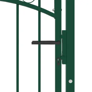 Berkfield Fence Gate with Arched Top Steel 100x175 cm Green