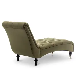 Chaise Lounge in Velvet Sage Green Chesterfield