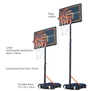 Basketball Hoop & Stand - BB-05 by Bee-Ball - Adjustable Children's Stand with Reinforced Backboard: 1.6-2.1 Meters