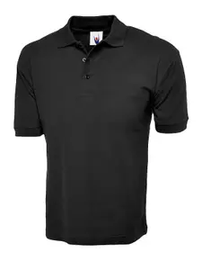 Uneek - Unisex Cotton Rich Poloshirt - 100% Cotton - Black - Size L