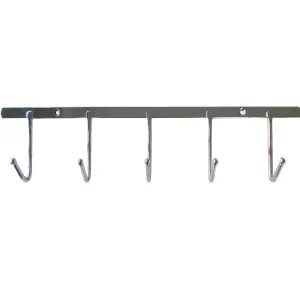 Chrome effect Steel 5 Hook rail, (L)398mm (H)40mm