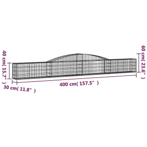 Berkfield Arched Gabion Basket 400x30x40/60 cm Galvanised Iron