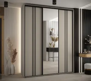 Elegant Dakota VII Sliding Door Wardrobe 2000mm - Luxurious Storage with Mirrored Door, Hanging Rails, and Shelves H2350mm D600mm