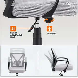 Yaheetech Ergonomic Mid-back Swivel Mesh Office Chair - Light Grey