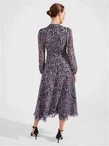 Hobbs Aurora Splatter Print Midi Dress, Navy/Multi