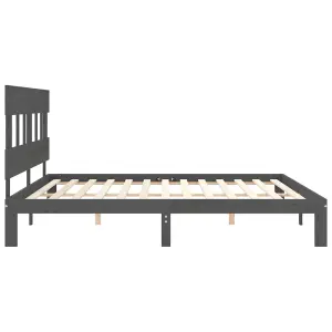 Berkfield Bed Frame with Headboard Grey 200x200 cm Solid Wood