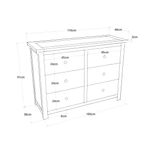 Mirano 6 Drawer Chest of Drawers Chrome Knob