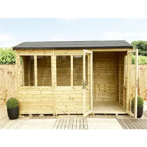 11 x 26 REVERSE Pressure Treated T&G Apex Wooden Summerhouse + Long Windows + Double Doors (11' x 26' /  (11ft x 26ft) (11x26)