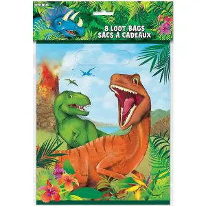 Unique Party Dinosaur Gift Bag (Pack of 8) Multicoloured (One Size)