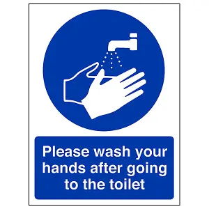 Wash Your Hands Toilet Safety Sign - Rigid Plastic - 150x200mm (x3)