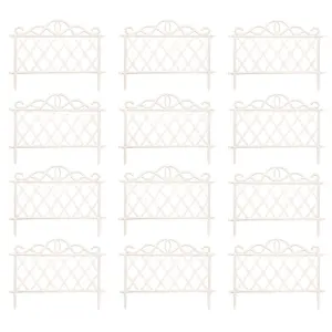 Pack of 12 27cm White Plastic Garden Patio Lawn Border Fence Edging