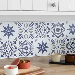 d-c-fix Jamila Blue Self-Adhesive Vinyl Wall Tiles Pack of 6 (0.14sqm)