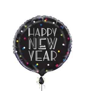 Unique Party Dotted New Year Foil Balloon Black (One Size)