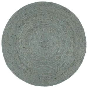 Handmade Rug Jute Round 210 cm Olive Green