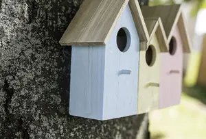 3 In 1 Wooden Wild Garden Bird Houses Nesting Box Predator Proof Small Birds