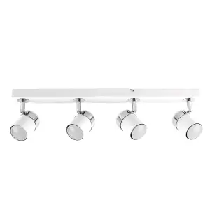 ValueLights Rosie Modern 4 Way Gloss White Straight Bar Ceiling Spotlight