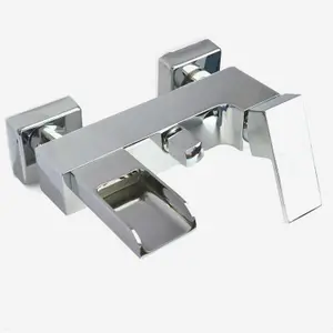 Nes Home Ozone Waterfall Solid Brass Square Wall Mounted Chrome Bath Shower Mixer Tap