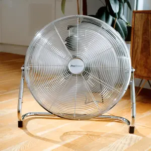 Pro Breeze 20" Chrome Gym Floor Fan with Adjustable Fan Head