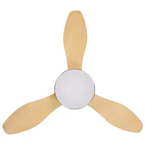 Ceiling Fan with Light Silver with Light Wood BANDERAS