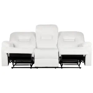 3 Seater Fabric Manual Recliner Sofa White BERGEN