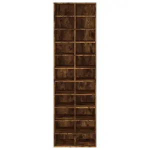 Berkfield Shoe Cabinet Smoked Oak 54x34x183 cm Engineered Wood