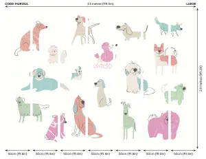 Origin Murals Happy Dogs Blush and Pink Matt Smooth Paste the Wall Mural 350cm wide x 280cm high