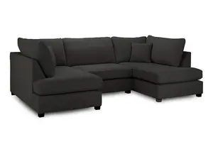 U Shape Cinema Sofa Black Full Back