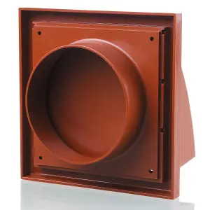 Blauberg Plastic Cowled Hooded Air Ventilation Wind Baffle Wall Grille - 125mm - DECOR 185X185-125HK TERRACOTTA