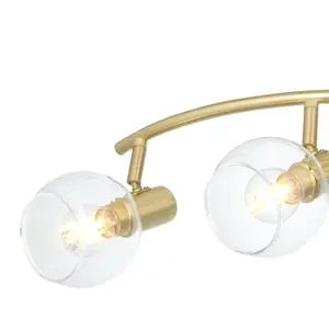 First Choice Lighting Naomi Brushed Brass with Clear Glass 4 Light Ceiling Spotlight