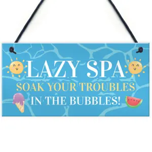 Red Ocean Novelty Lazy Spa Hanging Decor Sign Hot Tub Decor Signs For Your Home Garden