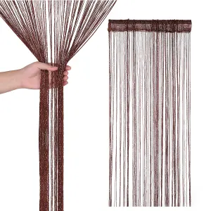 String Curtain Panel Spaghetti Tassel Curtain, 200cm x 90cm - Coffee